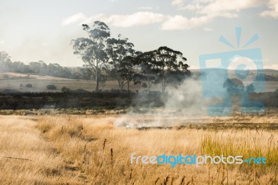 Bush Fire In A Country Town Stock Photo