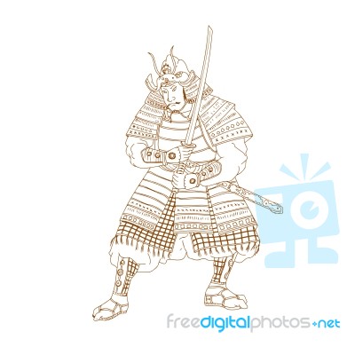 Bushi Samurai Warrior Drawing Stock Image