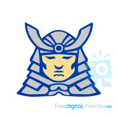 Bushido Samurai Head Armor Helmet Retro Stock Image