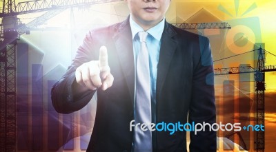 Business And Engineering Man Pointing Finger To Require Person T… Stock Photo