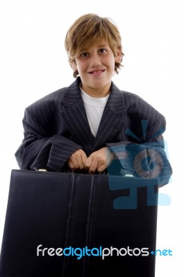 Business Boy Holding Briefcase Stock Photo