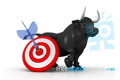 Business Bull And Target Stock Image