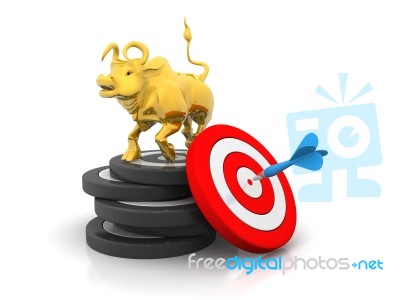 Business Bull And Target Stock Image