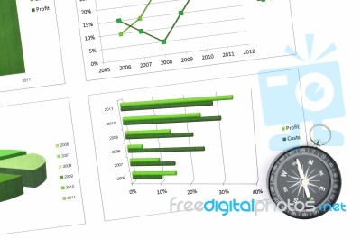 Business Chart Market At Compass Stock Photo