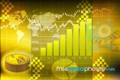 Business Chart With Dollar Stock Image