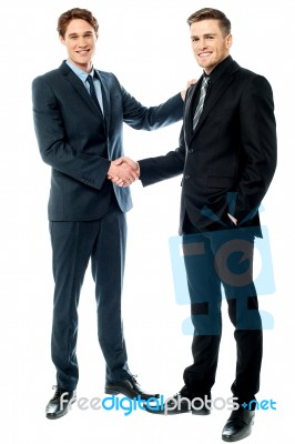 Business Colleagues Are Now Partners Stock Photo