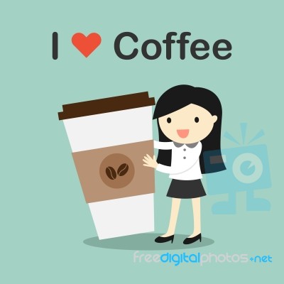 Business Concept, Business Woman Holding Coffee Cup Stock Image