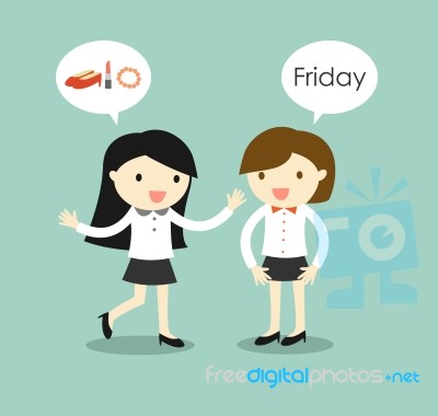 Business Concept, Business Women Planning To Go To Shopping After They Finish Work On Friday Stock Image