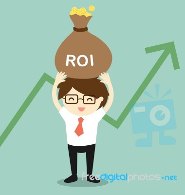 Business Concept, Businessman Feeling Happy About His Return Of Investment, Gain Money From Investment.  Illustration Stock Image