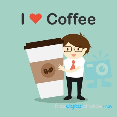 Business Concept, Businessman Holding Coffee Cup Stock Image