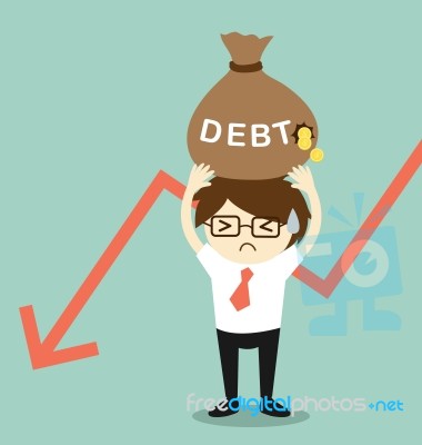 Business Concept, Businessman Holding Debt.  Illustration Stock Image