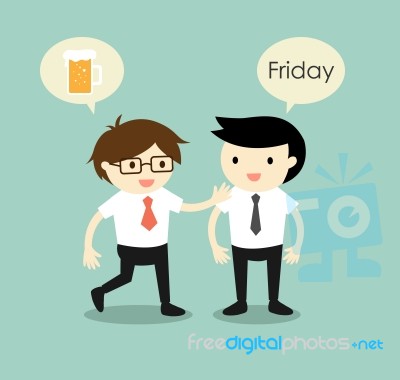 Business Concept, Businessmen Planning To Hangout Together After They Finish Work On Friday Stock Image