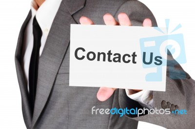 Business Contact Us Card Shown Stock Photo