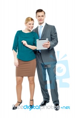 Business Couple Holding Tablet Pc Stock Photo