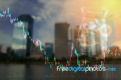 Business Double Exposure Graph Stock Photo