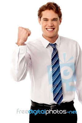 Business Executive Is Full Of Enthusiasm Stock Photo