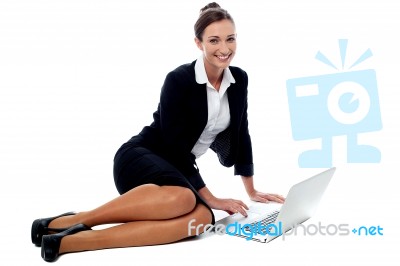 Business Executive Working On Laptop Stock Photo