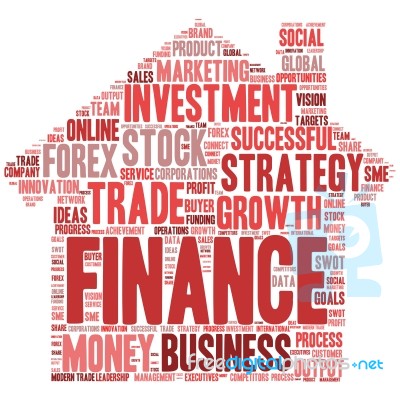 Business & Finance Related Word Cloud Background Stock Image