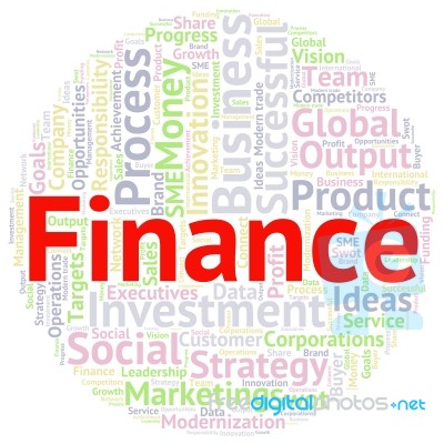 Business & Finance Related Word Cloud Background In Circle Shape… Stock Image