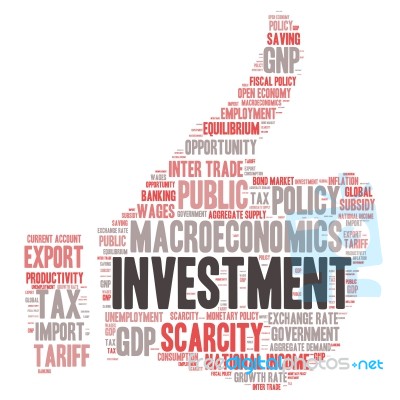 Business & Finance Related Word Cloud Hand Background Stock Image