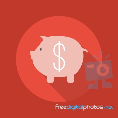 Business Flat Icon. Piggy Bank Stock Image