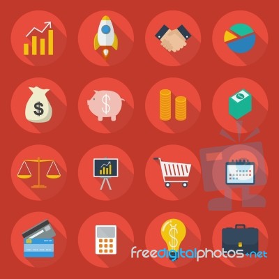 Business Flat Icon Set Stock Image