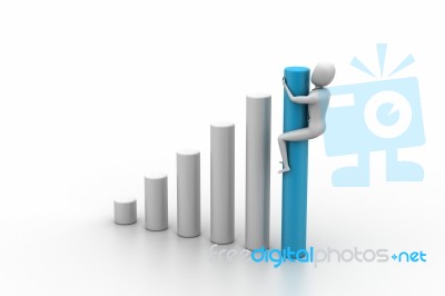 Business Graph And 3d Man Stock Image