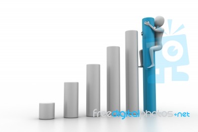 Business Graph And 3d Man Stock Image