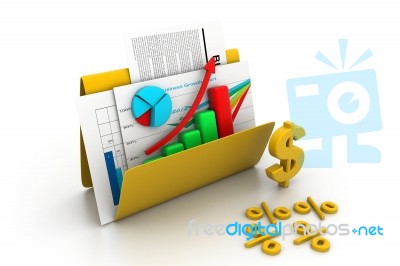 Business Graph And Chart In Folder Stock Image