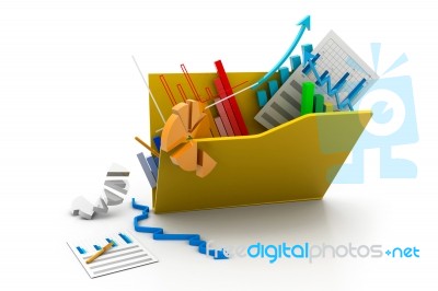 Business Graph And Chart In Folder Stock Image