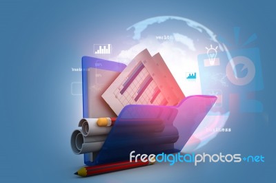 Business Graph And Chart In Folder Stock Image