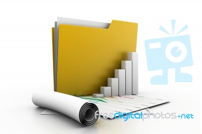 Business Graph And Folder In Chart Stock Image