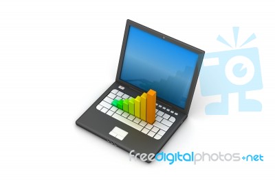 Business Graph And Laptop Stock Image