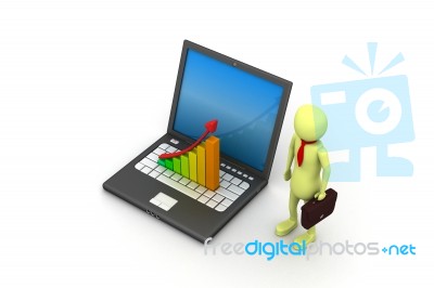 Business Graph And Laptop Stock Image