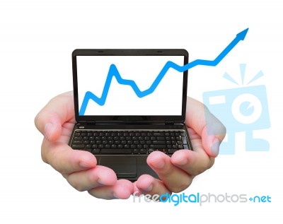 Business Graph And Laptop PC Stock Photo