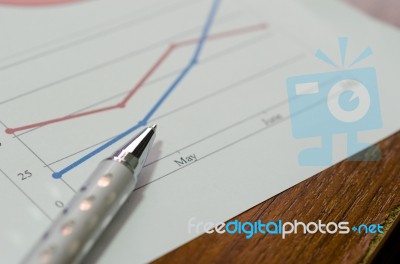 Business Graph And Pen Stock Photo