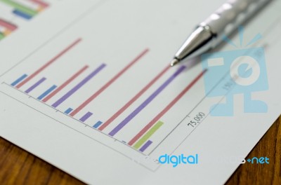 Business Graph And Pen Stock Photo