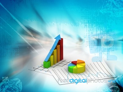 Business Graph  And Pie Chart Stock Image