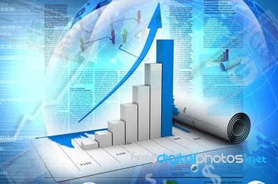 Business Graph In Digital Design Stock Image