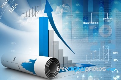 Business Graph In Digital Design Stock Image