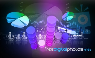 Business Graph In Digital Design Stock Image