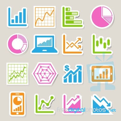 Business Graph Sticker Icon Set Stock Image