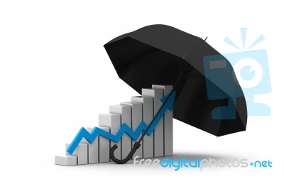 Business Graph Under The Umbrella Stock Image