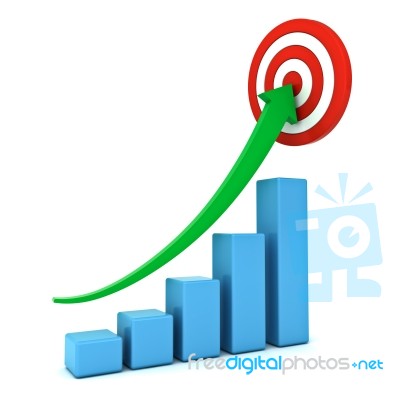 Business Graph With Dartboard Stock Image