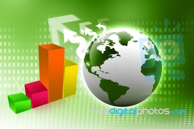 Business Graph With Globe Stock Image