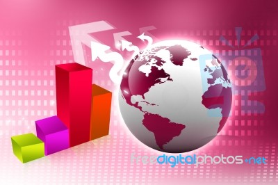 Business Graph With Globe Stock Image