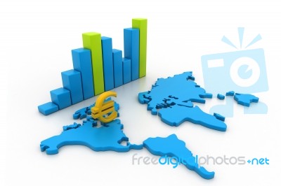 Business Graph With Map Stock Image