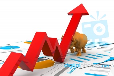 Business Growth Chart And Bull Stock Image