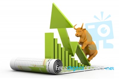 Business Growth Chart And Bull Stock Image