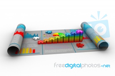 Business Growth Graph And Pie Chart Stock Image